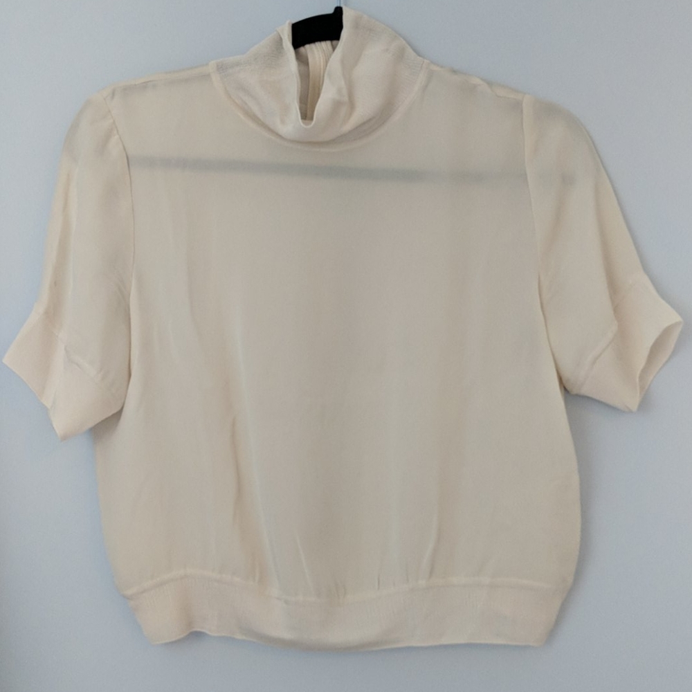 Cream mockneck silk shell from Wilfred